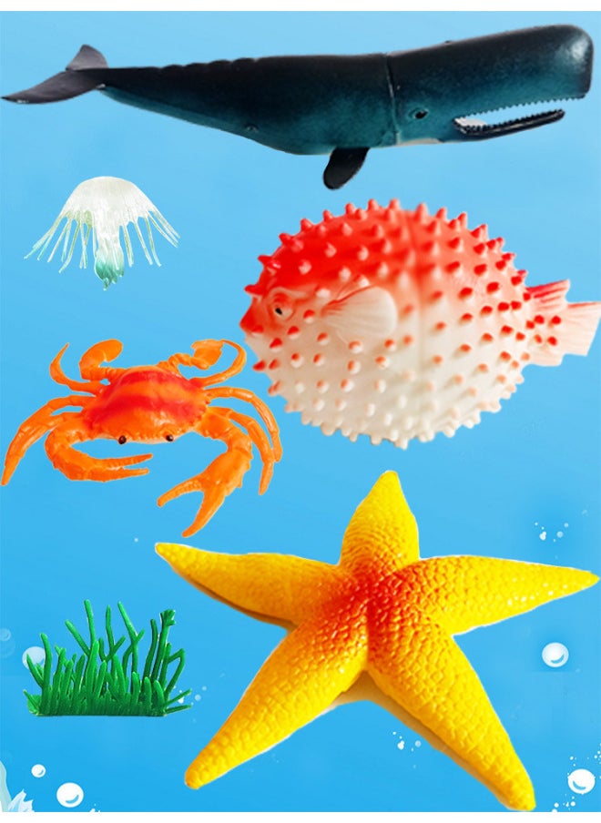 Generic - Applicable To Simulation Soft Rubber Static Marine Animal Model Children's Cognitive Toy Puffer Dolphin Shark Tropical Fish Big-Color:Big Ocean Package [send Tropical Fish To Send Storage Box] [hard]] - Image 1