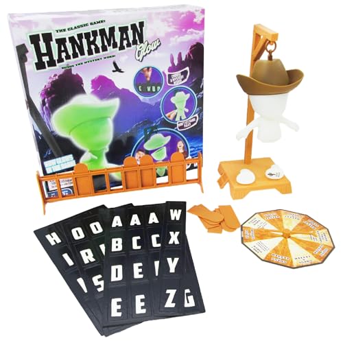 Fotorama Hankman Glow, Magnetic Hangman Mystery Word Guessing Game for Kids & Families, Glow in The Dark Travel Game, Guess Who Before Hank Falls - Image 1