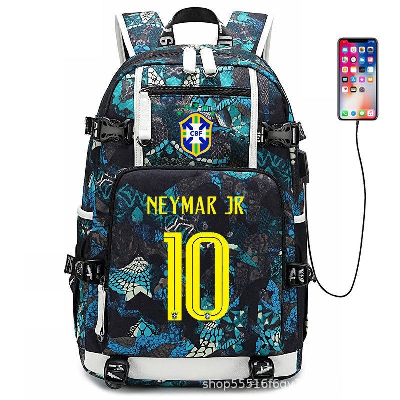 Football Star Backpack for Kids & Adults - Large Capacity Sports Backpack with USB Port, Waterproof Oxford Fabric, Breathable & Durable, Ideal for Soccer, Basketball, Gym, Travel