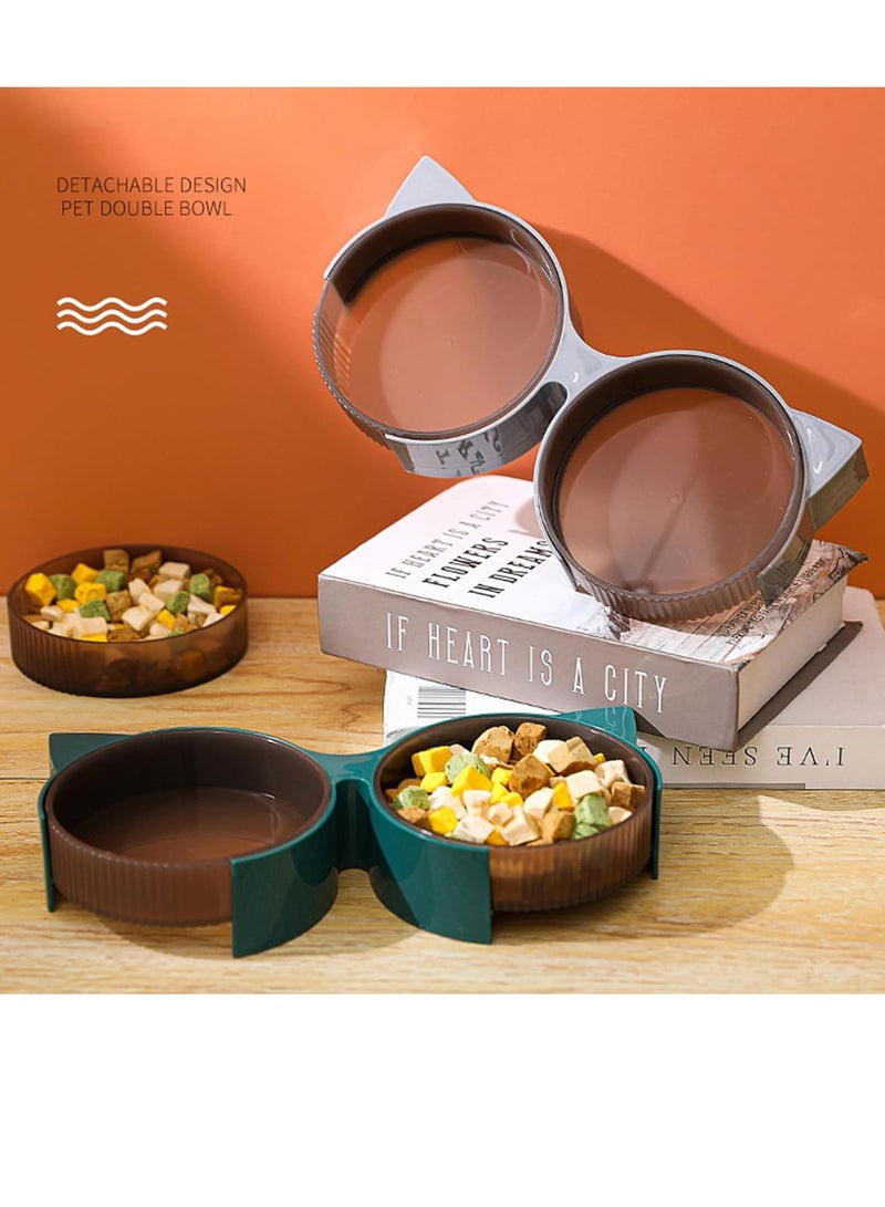 Cat-Shaped Double Feeding Pet Bowl, Detachable Elevated Cat Dog Food Water Feeder Bowls with Non-Slip Mat for Small Medium Pets - Image 4