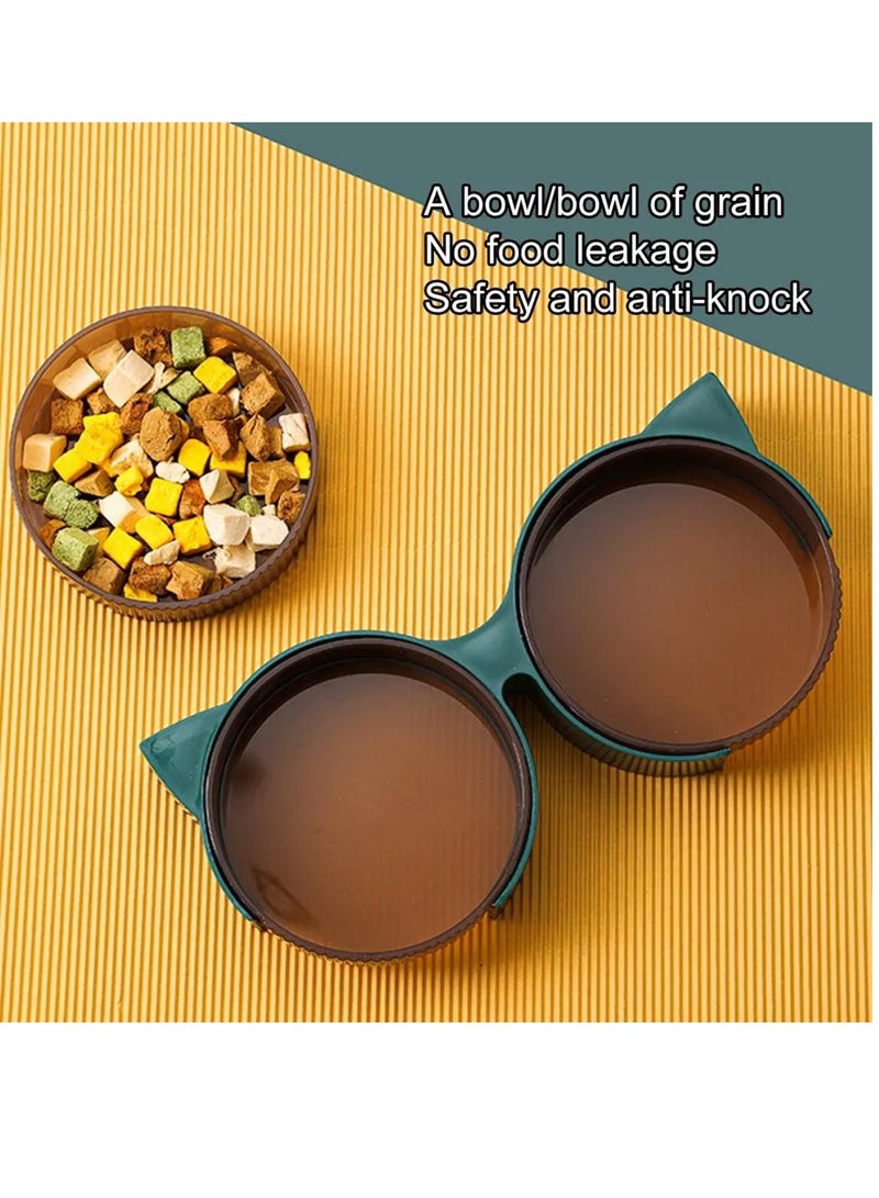 Cat-Shaped Double Feeding Pet Bowl, Detachable Elevated Cat Dog Food Water Feeder Bowls with Non-Slip Mat for Small Medium Pets - Image 3