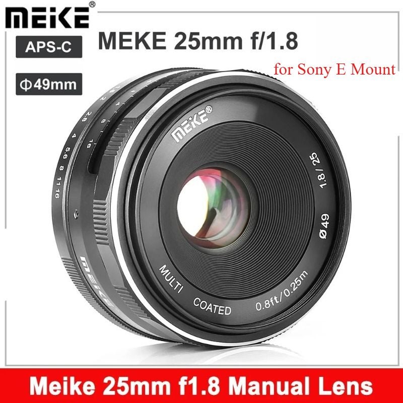 Meke Meike Meke 25mm F1.8 Wide-Angle Large Aperture Manual Focus Lens for Sony E Cameras - Image 1