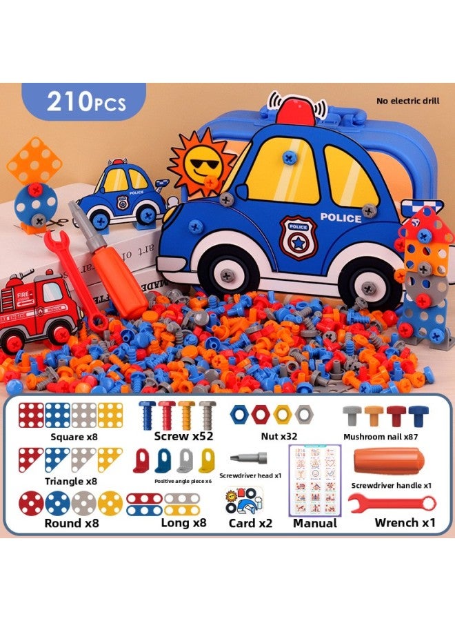 # Children Screw Screws To Assemble Toys Baby Disassembly And Repair Toolbox To Assemble Building Blocks Rescue Engineering Vehicle-Color:[manual] Urban Disassembly And Assembly 210 Grains  - Image 1