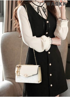 WAOKN Women's Pearl Pendant Shoulder Bag, Girls' Fashion Trend Chain Handbag Tote Bags Clutch Bag, PU Leather Crossbody Bag Sling Bag Side Bag Carry Bag for College Students and Teenagers  - Image 2