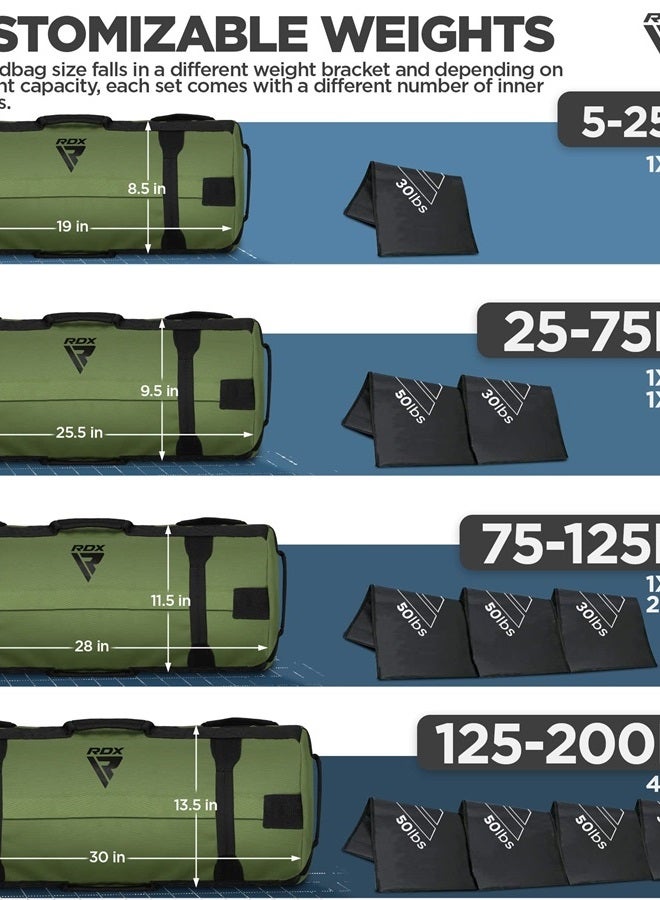 Rdx Sandbag for Fitness Weights Training, Unfilled Power Bags with Handles, 5-200 LBs Adjustable Weighted Slam Bag for Strength Powerlifting Running Heavy Workout Home Gym Exercise, Sold AS UNFILLED - Image 1