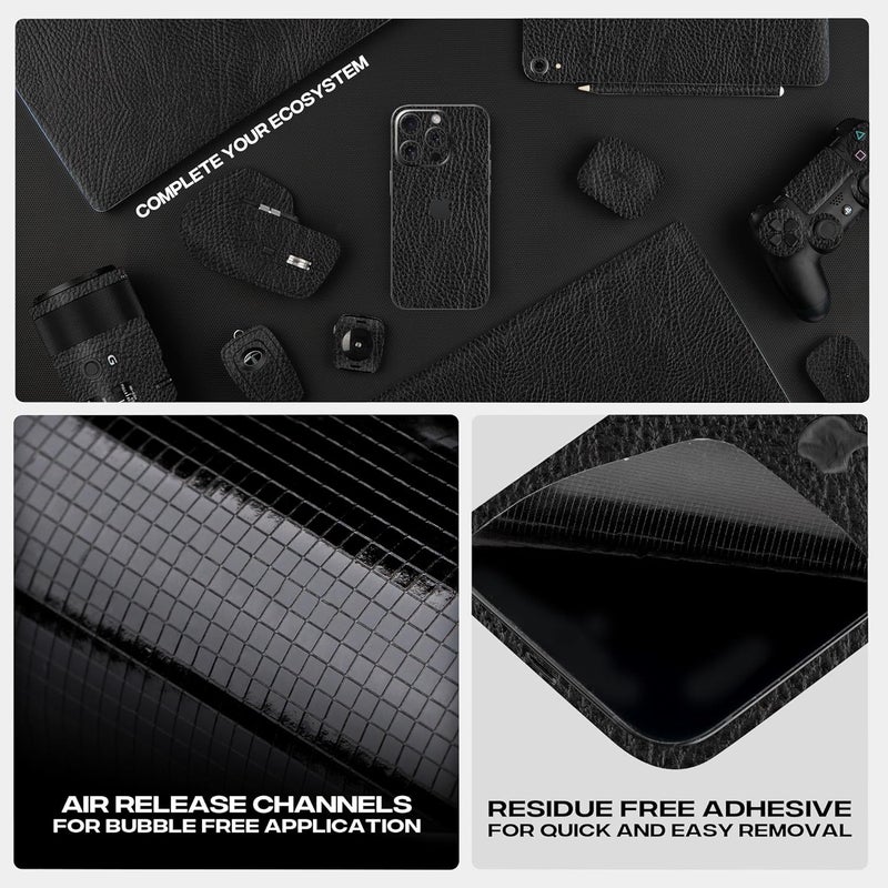 Capes Tablet Skins For Samsung Galaxy Tab S8 Plus | Ultra-Thin Protective Film | Anti-Scratch Vinyl Decal Skin | Not Case/Cover (Black Leather, Back Skin + S Pen Skin) - Image 5
