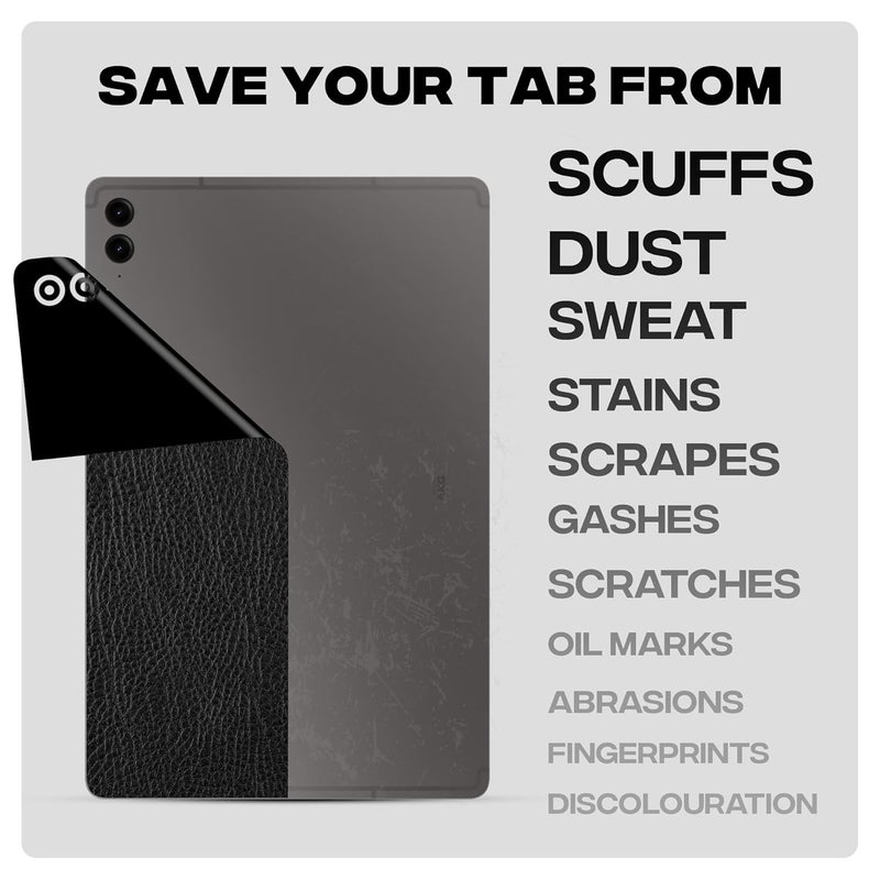 Capes Tablet Skins For Samsung Galaxy Tab S8 Plus | Ultra-Thin Protective Film | Anti-Scratch Vinyl Decal Skin | Not Case/Cover (Black Leather, Back Skin + S Pen Skin) - Image 3