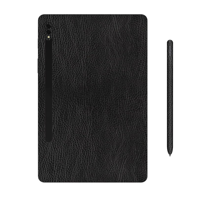 Capes Tablet Skins For Samsung Galaxy Tab S8 Plus | Ultra-Thin Protective Film | Anti-Scratch Vinyl Decal Skin | Not Case/Cover (Black Leather, Back Skin + S Pen Skin) - Image 1