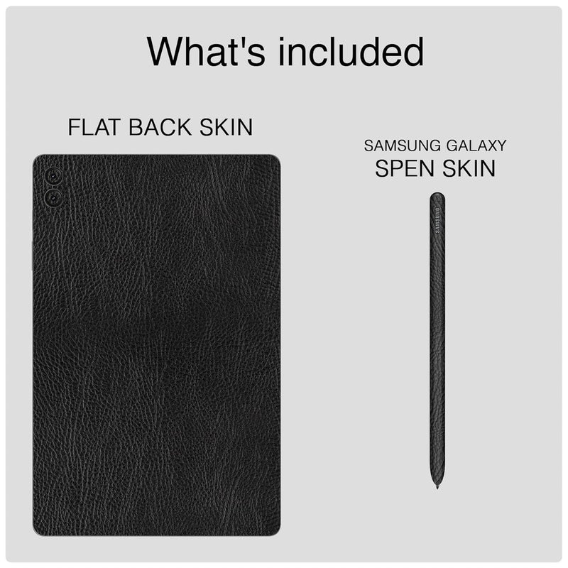 Capes Tablet Skins For Samsung Galaxy Tab S8 Plus | Ultra-Thin Protective Film | Anti-Scratch Vinyl Decal Skin | Not Case/Cover (Black Leather, Back Skin + S Pen Skin) - Image 2