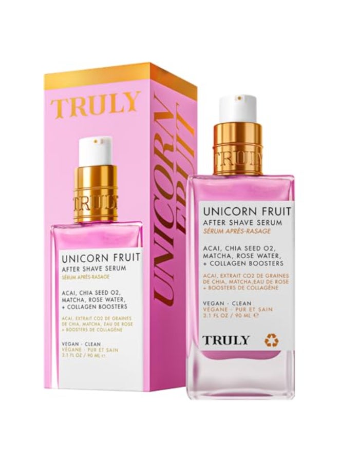 Truly Beauty Unicorn Fruit After Shave Serum Rejuvenating Ingrown Hair Treatment Redness Relief Acai Matcha Rose Water Hydrates Soothes Smooths Skin Cotton Candy Scent 31 fl oz - Image 1