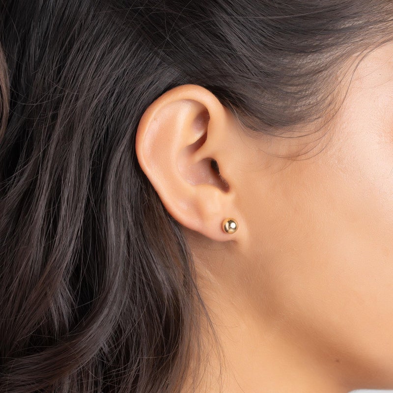 Barzel 18K Gold Plated Ball Stud Earrings Set, Sizes 3-10MM, 5 Pack, High Polish Finish Ball Suds - Image 5