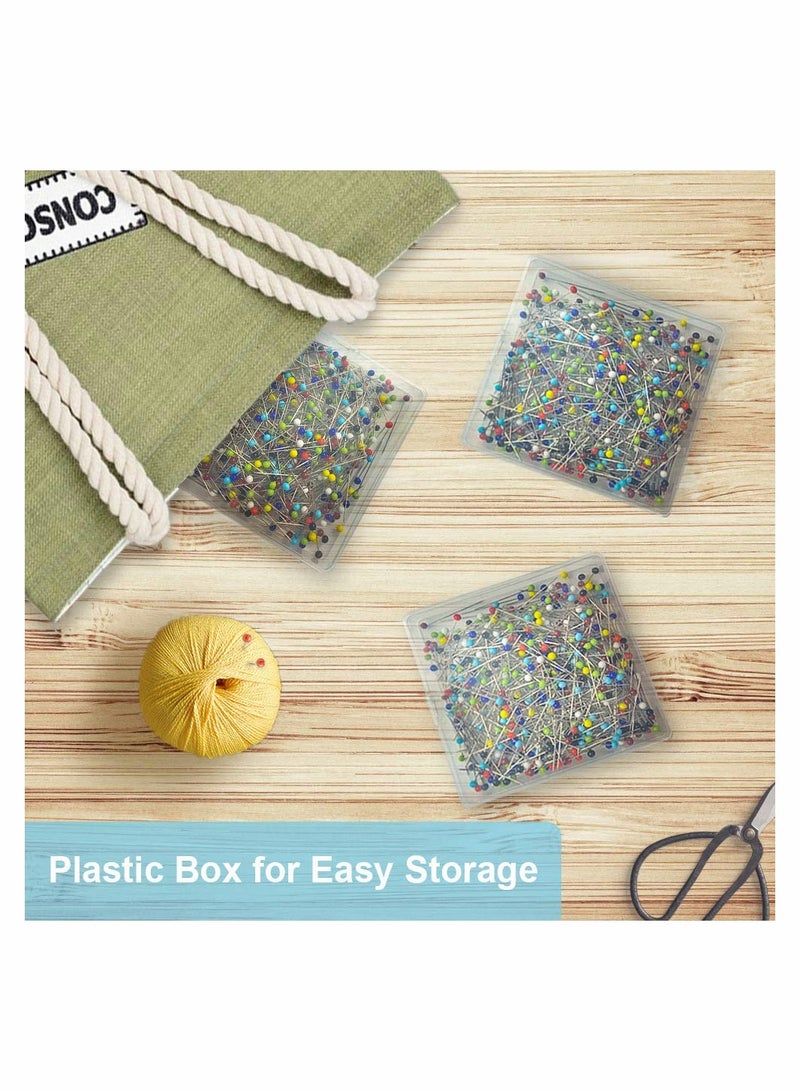 Excefore Sewing Pins for Fabric, Straight Pins with Colored Ball Glass Heads Long 1.5inch - Image 3