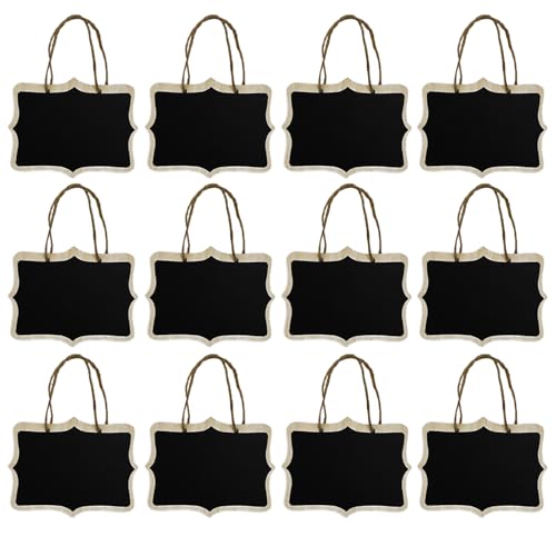 Miraclekoo 12 Pcs Mini Chalkboard Signs with Hanging String Small Chalkboard Labels Tag for Gift, Party, Baskets - Image 1