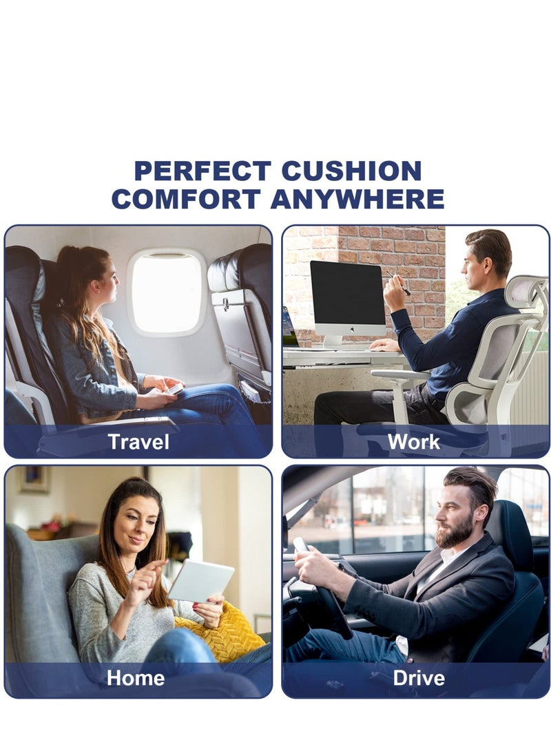 Seat Cushion Office Chair Cushions, Premium Memory Foam Chair Cushion, Adjustable Non-Slip Coccyx Cushion, Sciatica Pillow for Sitting Tailbone Pain Car Seat Cushions, Blue