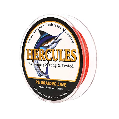 HERCULES Super Cast 500M 547 Yards Braided Fishing Line 20 LB Test for Saltwater Freshwater PE Braid Fish Lines Superline 8 Strands - Red, 20LB (9.1KG), 0.20MM - Image 1