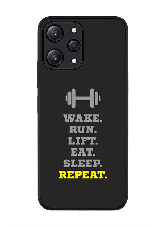 Stylizedd Rugged Black edge case for Xiaomi Redmi 12 4G, Slim fit Soft Case Flexible Rubber Edges Anti Drop TPU Gel Thin Cover -  Routine (Grey) - Image 1