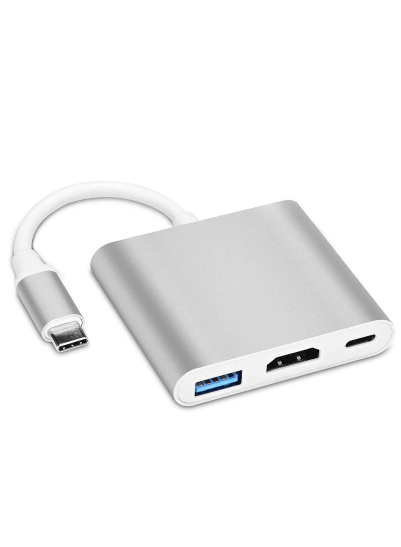 ELTRAZONE محول متعدد المنافذ USB C إلى HDMI 3 في 1 – محور Type-C مع Thunderbolt 3 إلى مخرج HDMI بدقة 4K، منفذ USB 3.0 ومنفذ شحن سريع PD | محول AV رقمي لجهاز MacBook Pro، MacBook Air، أجهزة Android، أجهزة العرض والشاشات - Image 1