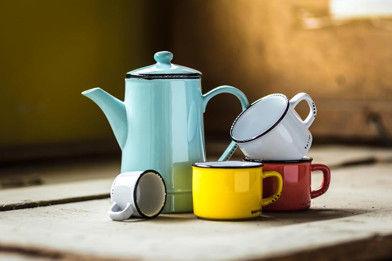 Abbott Collection Enamel Look Stoneware Espresso Cup White 1 Count Pack of 1 - Image 2