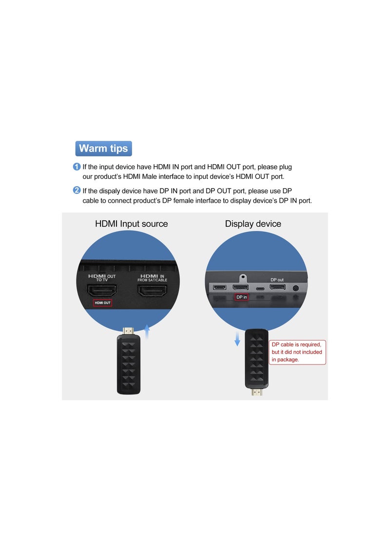 Y&D - HDMI to DisplayPort, DisplayPort Cable Adapter, Male DP Female with USB Power, Support 4K@60Hz, 1080P@144hz, Display1.4, Dual - Modes, Compatible Laptop(NOT Port) - Image 1