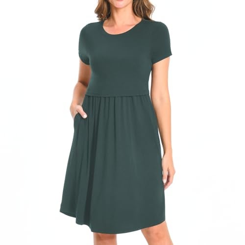 Bearsland Women's Short Sleeves Maternity Dress Nursing Breastfeeding Dresses with Pockets,Green,s - Image 3