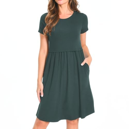 Bearsland Women's Short Sleeves Maternity Dress Nursing Breastfeeding Dresses with Pockets,Green,s - Image 1