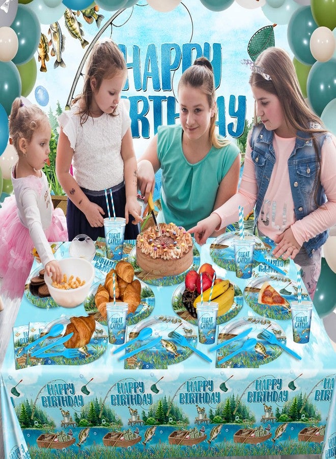 زينة حفلة عيد ميلاد بطابع الصيد، 274 قطعة: أطباق، مناديل، مفرش طاولة، أكواب، بالونات، لافتة. مستلزمات حفلة عيد ميلاد متكاملة بطابع الصيد، تكفي 24 شخصًا. - Image 3