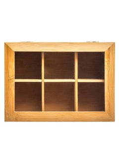 5 خمسة صندوق شاي من الخيزران بستة أقسام بلون بني، بأبعاد 8.7 × 15.7 × 21.9 سم  - Image 2