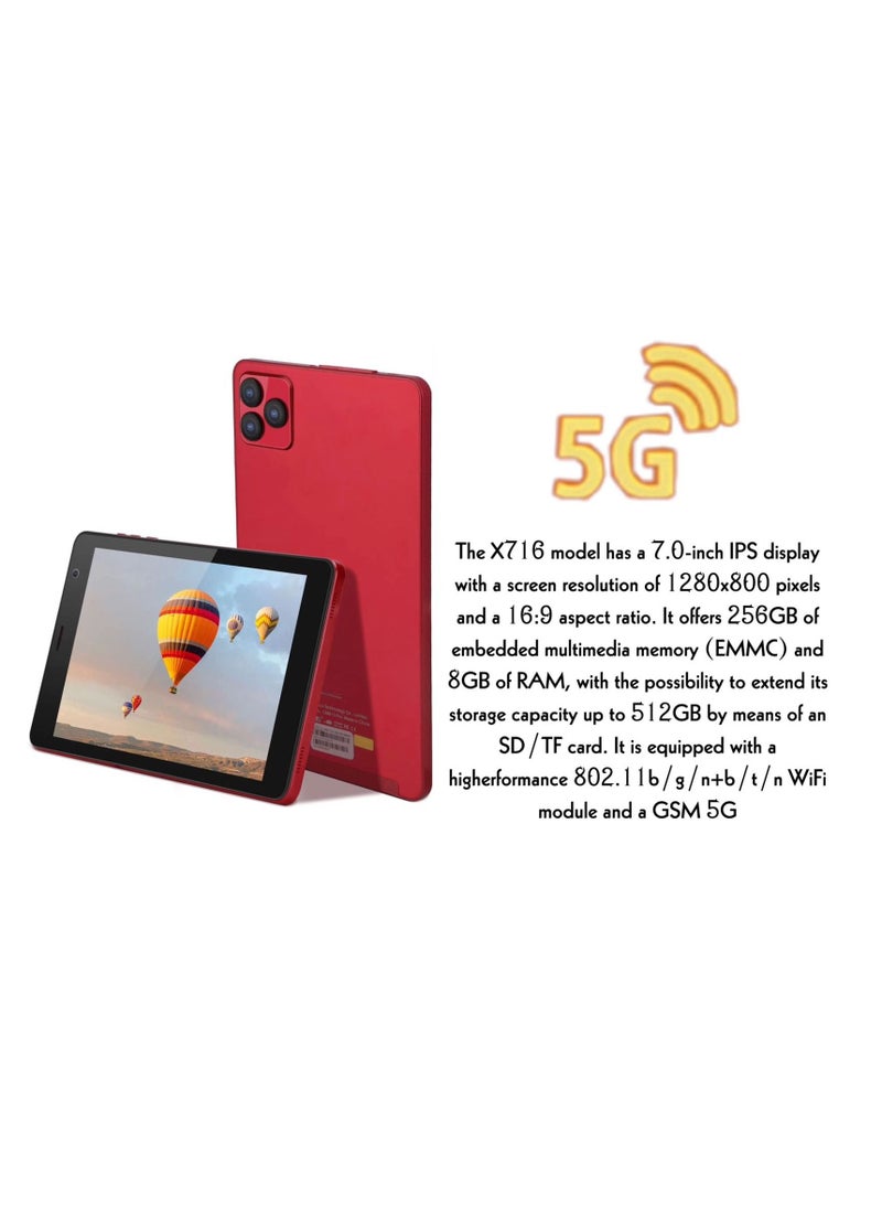 JOROBO - 7 -Inch ITouch Smart Tablet X716 Android 12.1 Tab With 256GB ROM 8GB RAM Quad Core Wi-Fi 5G LTE Dual Sim with Wireless Keyboard and PU Tablet Cover - Image 1