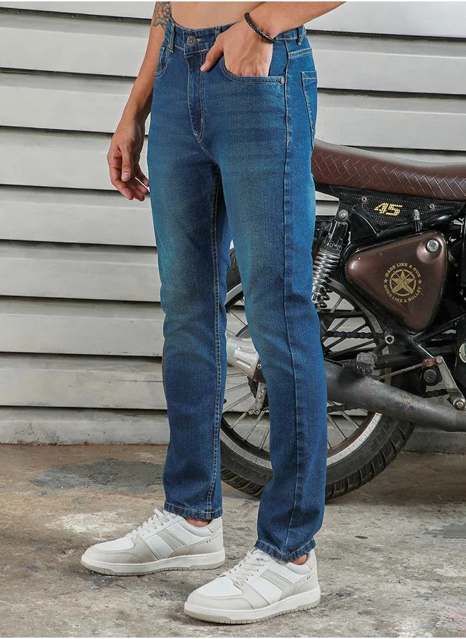HIGH STAR Mid Rise Whiskered Regular Fit Jeans by Styli