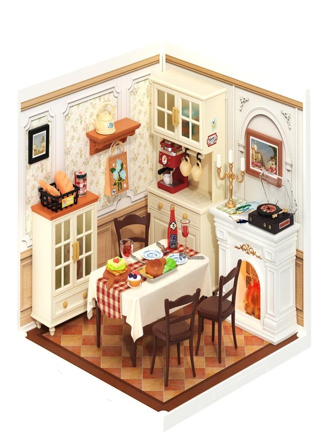 ROBOTIME Super Creator Toy Building Set DIY Miniature House Kit with LED Tiny Room Making Kit Expandable Plastic Craft Toy for Creative Play Home Decor Unique Hobby Gift (Warm Dining Room) - Image 1