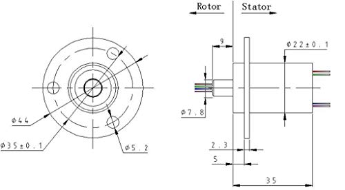 Taidacent 3 Wires 4 Wires 5A 10A 15A 30A Electrical Slip Ring Collector Ring Rotary Electrical Contact Joint Rotary Connector Commutator (3 Wires 15A Diameter 22mm) - Image 3