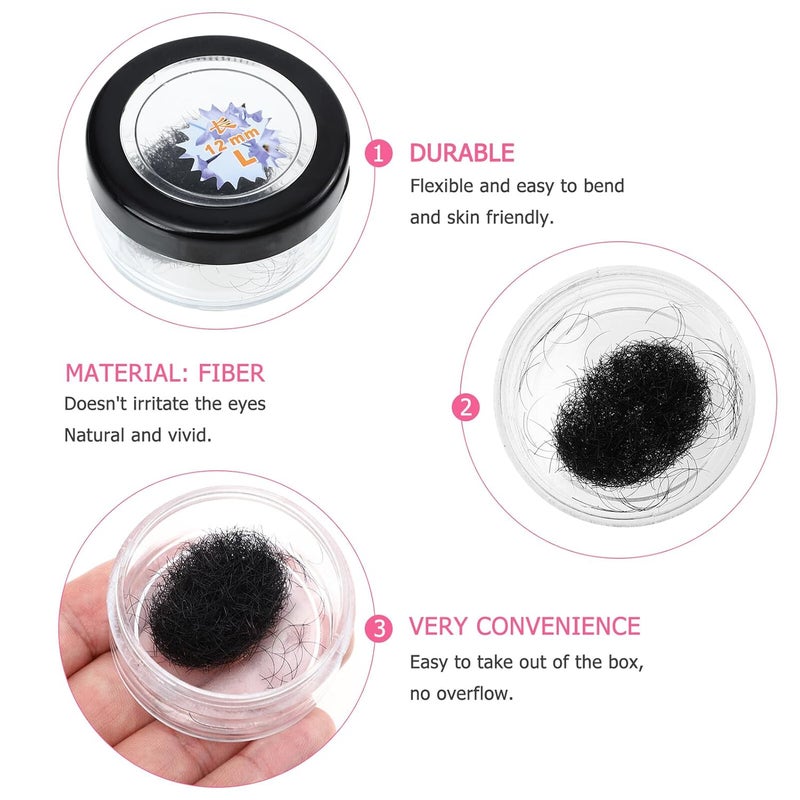 3 Boxes Individual Lash Extension Kit L12mm Reusable False Eyelashes for Beginner Makeup and Professional Eyelash Extension Practice - Image 3