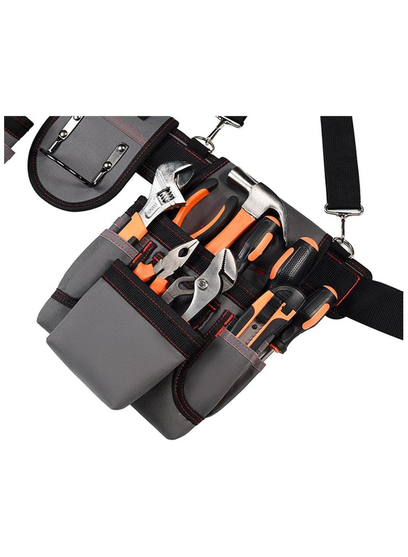 Ainawo Professional Tool Belt For Men,Tool Belts With Suspenders,Magnetic Tool Pouch, Adjustable Utility Belt Tools Organizer, Heavy Duty Construction Work Bags Tool Pouch For Electrician, Carpenter - Image 4