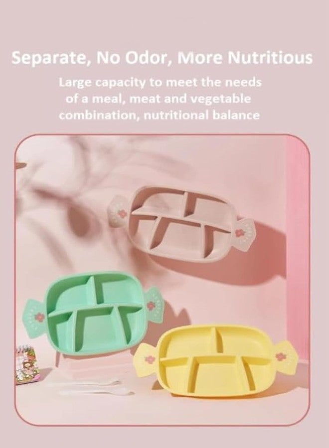ZURITY Cute Candy-Shaped Plate Spoon and Fork Set Kids Candy Shaped Separated Plates 5 Compartment Food Grade Plastic Divided for Children Tableware Cutlery Plates. - Image 5