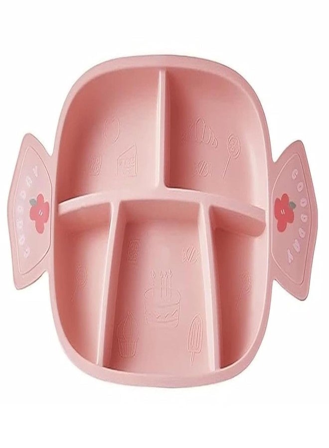 ZURITY Cute Candy-Shaped Plate Spoon and Fork Set Kids Candy Shaped Separated Plates 5 Compartment Food Grade Plastic Divided for Children Tableware Cutlery Plates. - Image 1