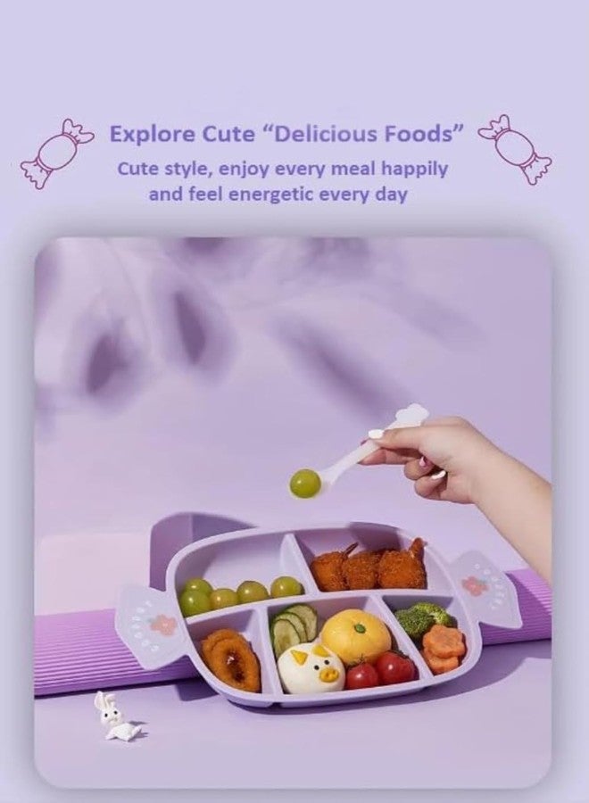 ZURITY Cute Candy-Shaped Plate Spoon and Fork Set Kids Candy Shaped Separated Plates 5 Compartment Food Grade Plastic Divided for Children Tableware Cutlery Plates. - Image 4