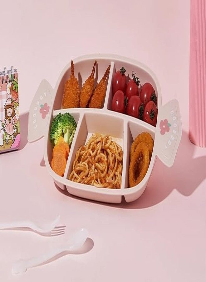 ZURITY Cute Candy-Shaped Plate Spoon and Fork Set Kids Candy Shaped Separated Plates 5 Compartment Food Grade Plastic Divided for Children Tableware Cutlery Plates. - Image 2
