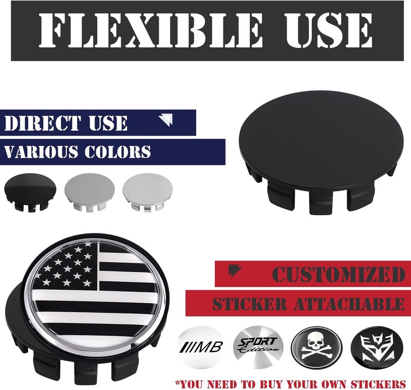 KitsPro 2.4Inch 62MM Wheel Center Caps, Pack of 4 (Matte Black, Outer 62MM, Inner 56MM) - Image 5