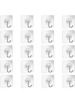 Generic 20 Pieces Adhesive Wall Hooks Transparent Strong Suction Hooks For Home Kitchen and Bathroom, Heavy Duty Nail Free Sticky Hangers with Hooks Utility Towel Bath Ceiling Hooks, Transparent  - Image 1