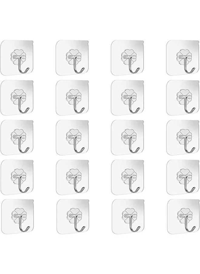 ماركة غير محددة 20 قطعة من خطافات الحائط اللاصقة ، خطافات شفط قوية وشفافة للمنزل والمطبخ والحمام ، شماعات لزجة شديدة التحمل خالية من الأظافر مع خطاف ، مناشف ، خطافات سقف الحمام ، شفافة  - Image 1