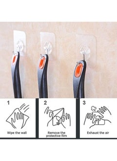 Generic 20 Pieces Adhesive Wall Hooks Transparent Strong Suction Hooks For Home Kitchen and Bathroom, Heavy Duty Nail Free Sticky Hangers with Hooks Utility Towel Bath Ceiling Hooks, Transparent  - Image 4