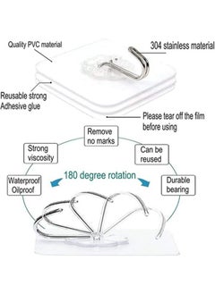 Generic 20 Pieces Adhesive Wall Hooks Transparent Strong Suction Hooks For Home Kitchen and Bathroom, Heavy Duty Nail Free Sticky Hangers with Hooks Utility Towel Bath Ceiling Hooks, Transparent  - Image 3