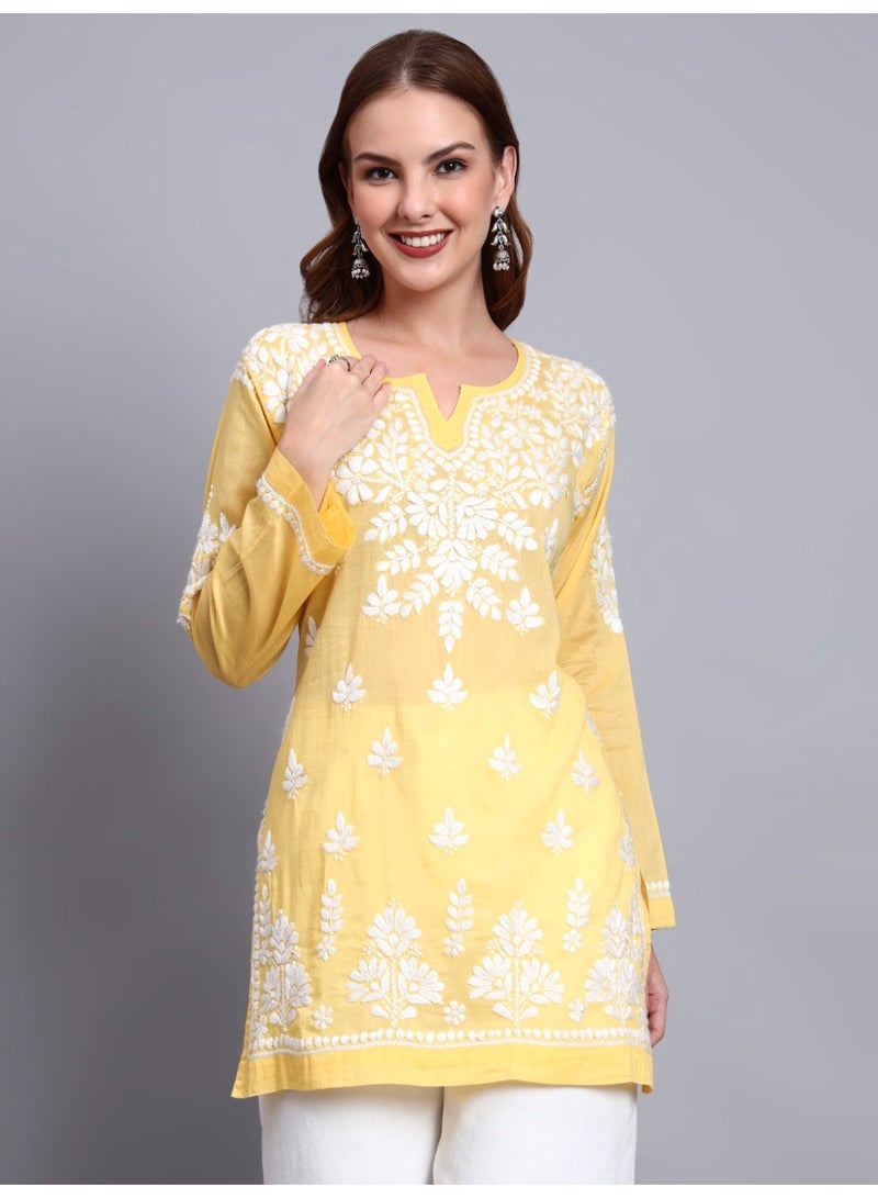 الايا بلوزة قصيرة مطرزة يدوياً بالقطن شيكانكاري للنساء - Image 1