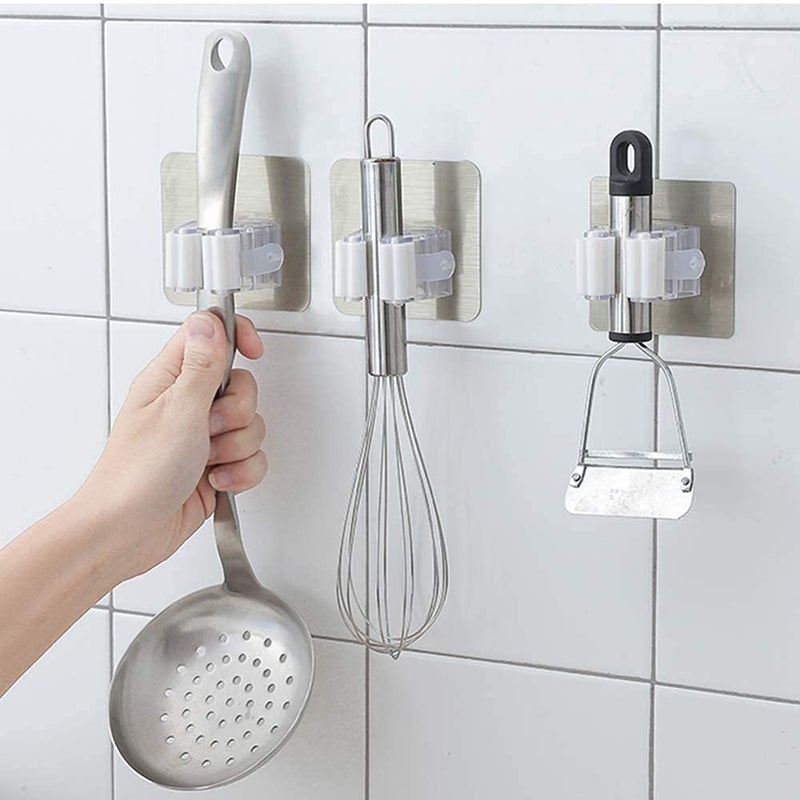 VIYANG SALES VIYANG SALES 2pcs Broom Mop Holder Magic Sticker Series Multifunction Wall Mounted Mop Storage Organizer Kitchen Laundry Room Organization and Storage for Storing Mop Broom Living Room - Image 4