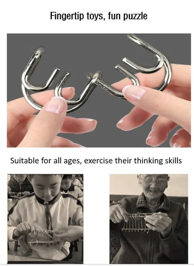 Intelligence buckle unlocking and ring unlocking 8-piece set. Puzzle thinking training toy