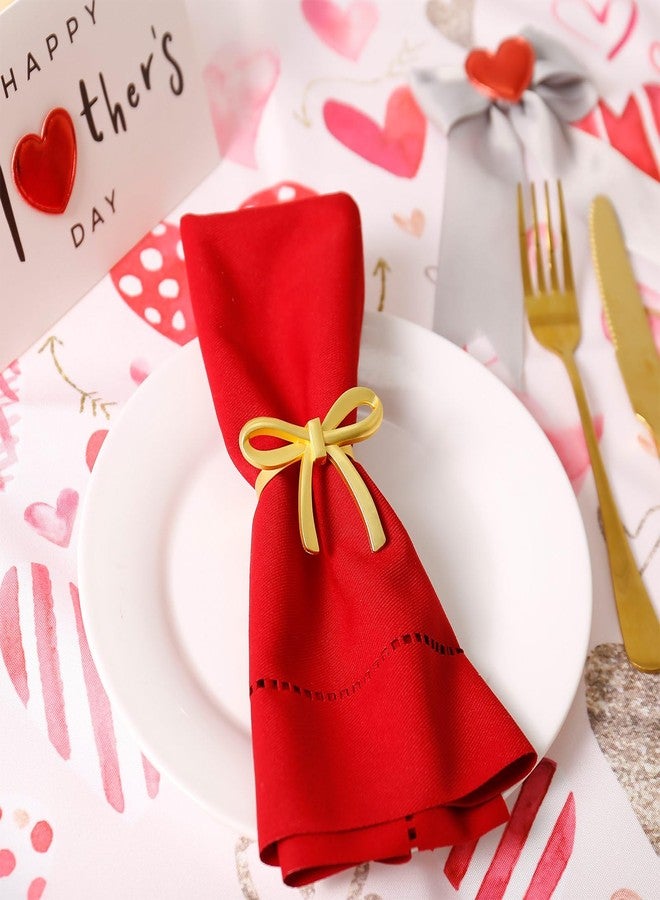 wonlex Matte Gold Bow Napkin Rings Set of 6, Alloy Spring Butterfly Napkin Ring Holders for Easter, Wedding, Banquet, Dinner Party, Table Setting, Family Gathering - Image 5
