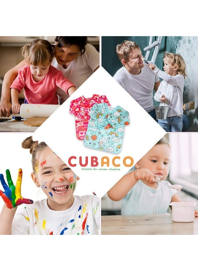 Cubaco Kids Painting Apron, 2pcs Waterproof Art Smocks For Child 3-8 Years, Kids Smocks for Painting Aprons with Long Sleeve - Image 4