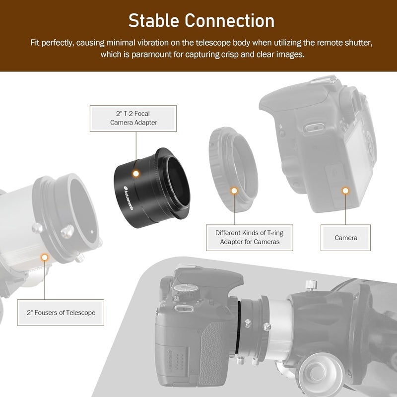 Astromania 2" T-2 Focal camera adapter for SLR cameras - simply attach your camera to the telescope - Image 5