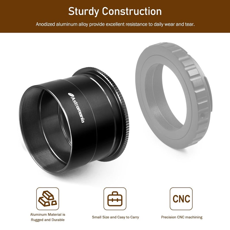 Astromania 2" T-2 Focal camera adapter for SLR cameras - simply attach your camera to the telescope - Image 2
