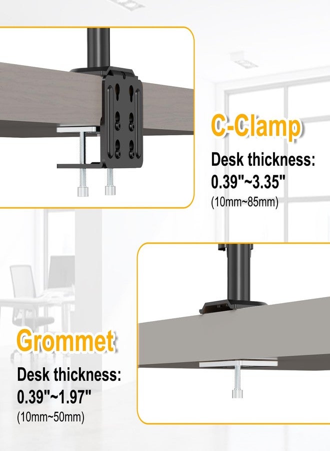 PUTORSEN Steel Extra Tall 32 Inch 2-Section Monitor Stand Pole - with Mounting Base, Heavy Duty Center Pole (Supports Up to Max. 88 lbs), 2 Mounting Options, Black - Image 5